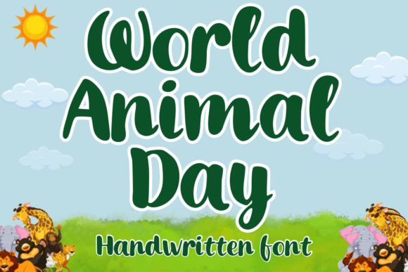 World Animal Day Font: Cute Handwritten Style for Crafts